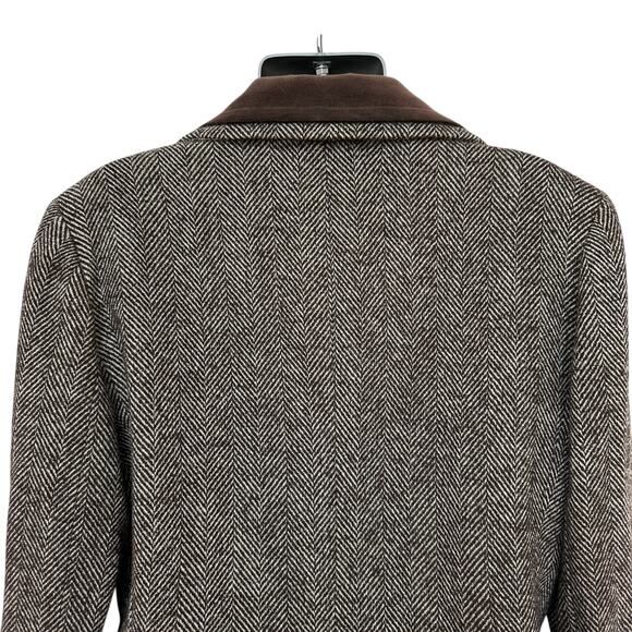Vintage Talbots Blazer Brown White Wool Blend Herringbone Jacket Women's Size 10 - Picture 7 of 11